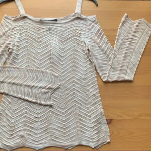 **NEW WHBM Cold Shoulder Flounce Long Sleeve Top